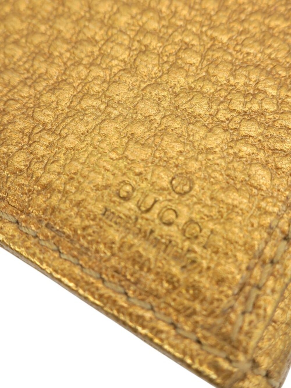 GUCCI Hasler Horsebit Metallic Leather Wallet Gold Bronze - Picture 4 of 8